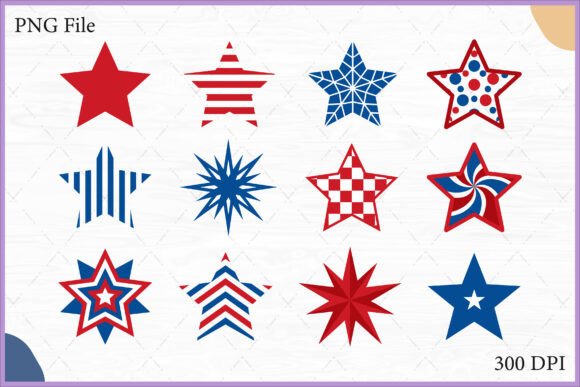 Download Decorative Patriotic Stars Clipart Set - Decor Collection